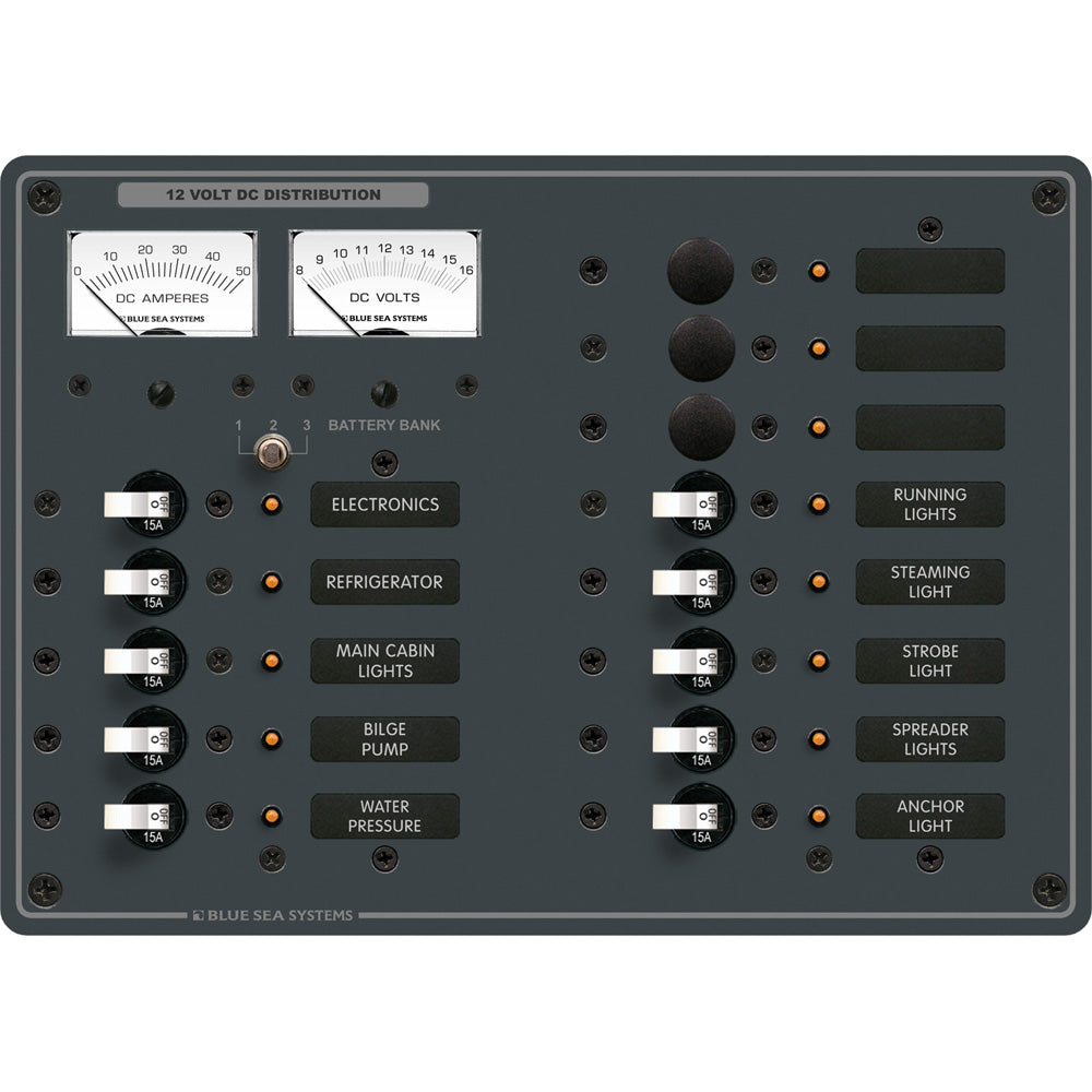 Blue Sea 8068 DC 13 Position Toggle Branch Circuit Breaker Panel - White Switches [8068]