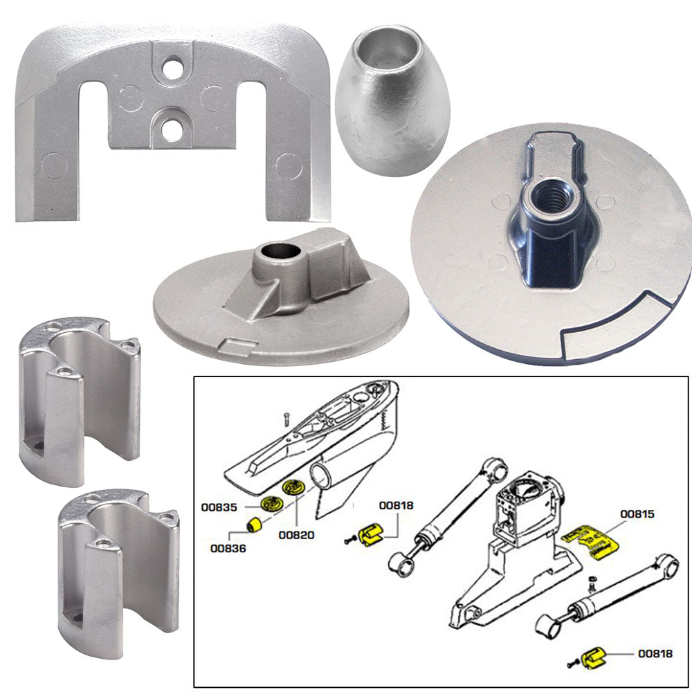 Tecnoseal Anode Kit w/Hardware - Mercury Bravo 3 2004-Present - Zinc [20805]